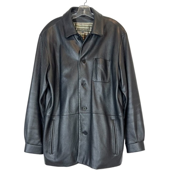 Black Leather Jacket Coat Large - Picture 12 of 12